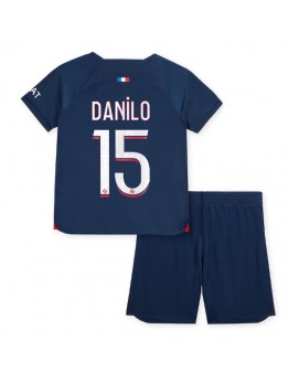 Otroški Nogometna dresi replika Paris Saint-Germain Danilo Pereira #15 Domači 2023-24 Kratek rokav (+ hlače)